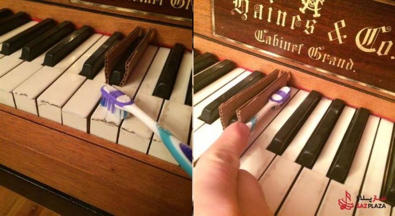 تمیز کردن پیانو با مسواک